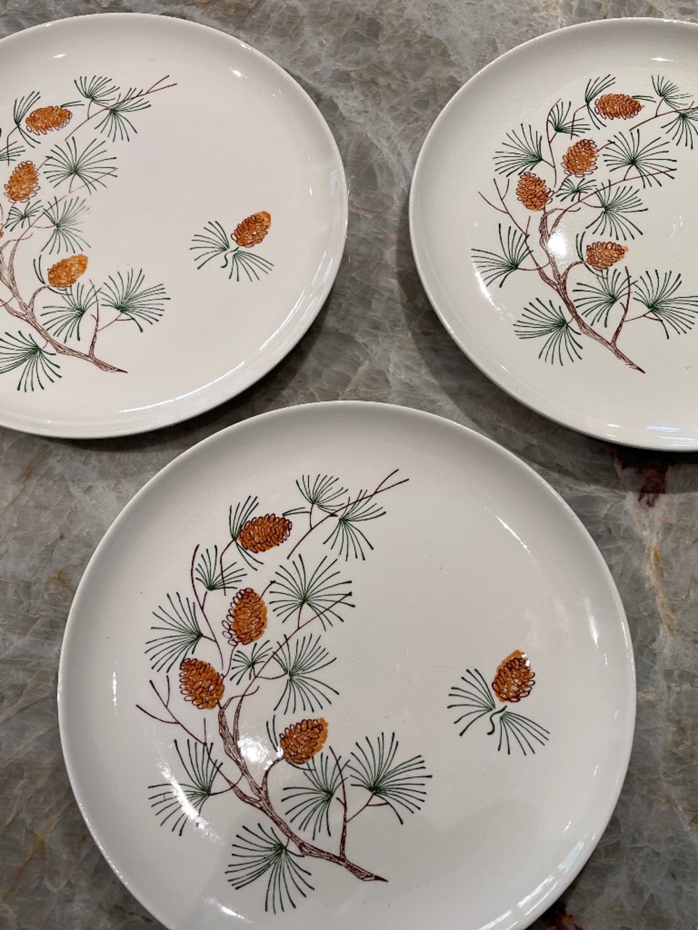 Stetson Marcrest~Vintage Misty Pine ovenproof hand painted underglaze Plates